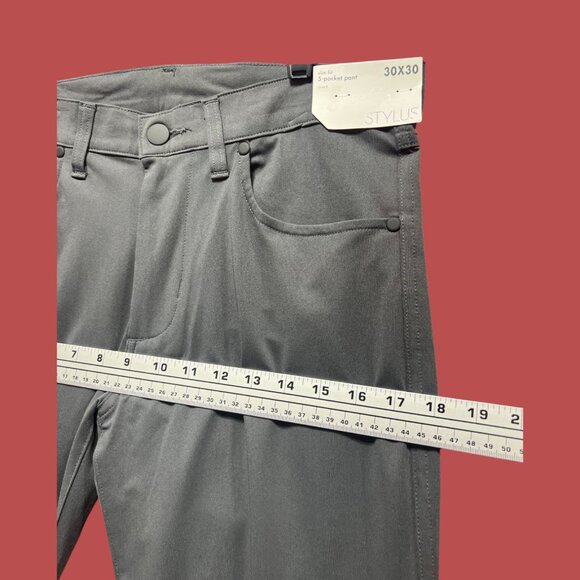 Stylus - 5 Pockets Men's Slim Fit Flat Front Pants - Gray - 30 x 30 - Picture 6 of 16
